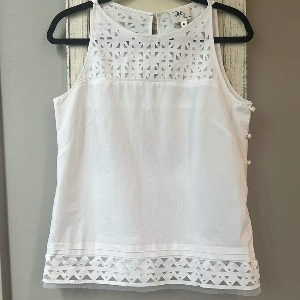 MILLY Lazer Cut tank top, size 6